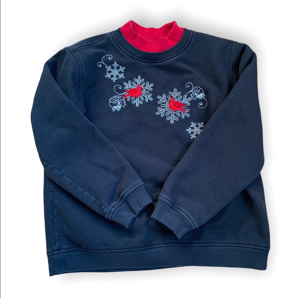 Northern Reflections Embroidered Cardinal Crewneck Grandma Sweater